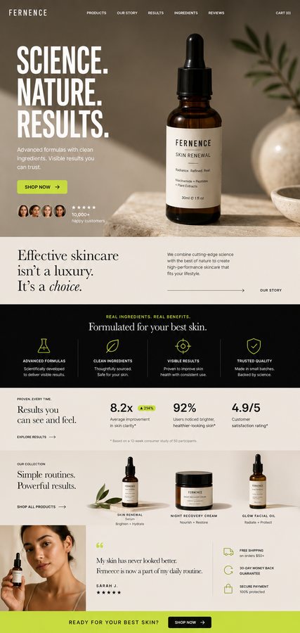 Skincare landing page